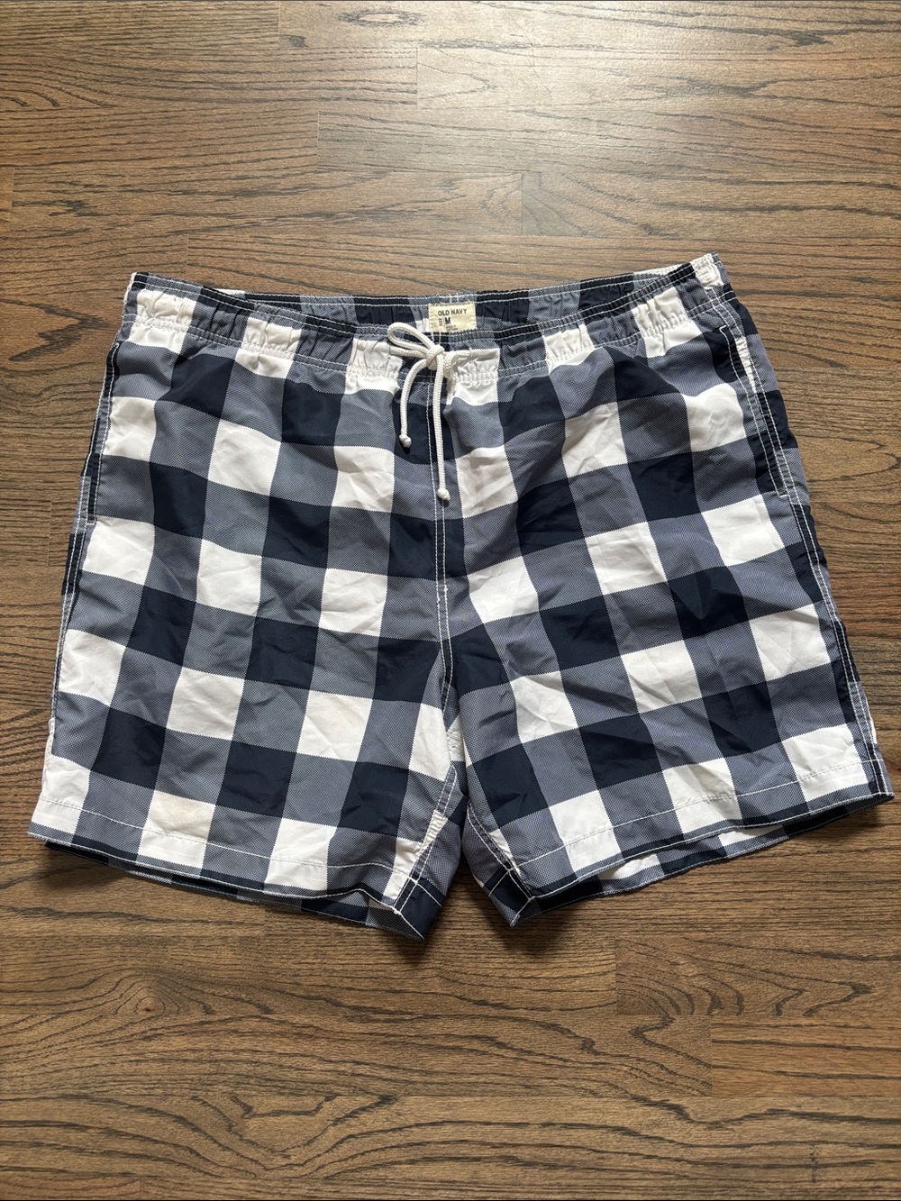 Old Navy Navy and White Check Swim Trunks